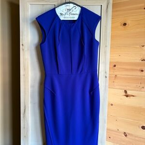 Calvin Klein | Worn Once, Stunning Royal Blue Fitted Midi Dress, Sz 4, Stretchy